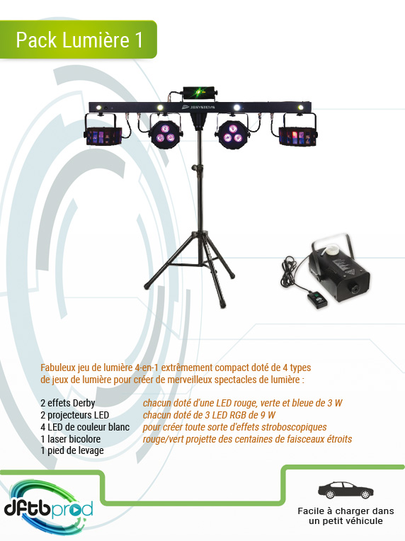 PACK LUMIERE DJ 1 ASTRO BALL 1 LED DERBY BUTTER 